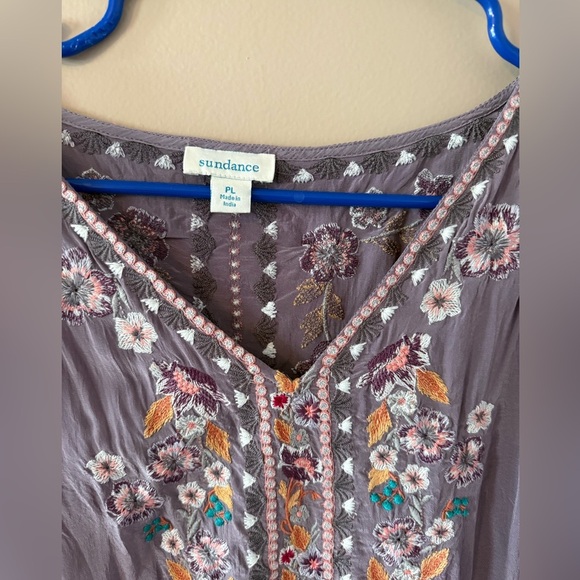 Sundance Ayla purple floral embroidered boho shift dress size large petite - Picture 4 of 5